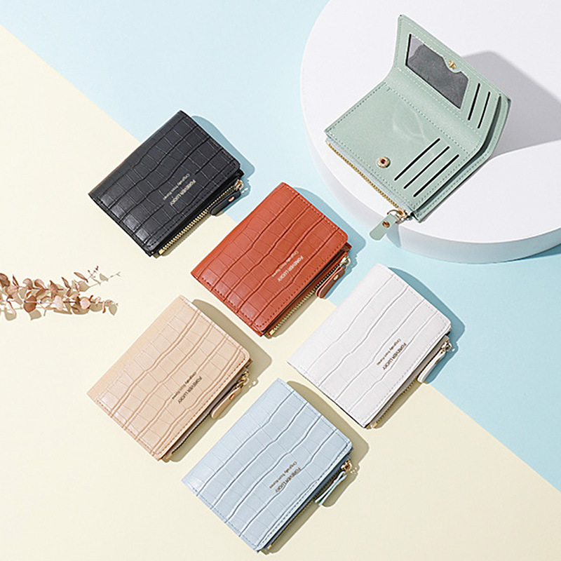 Hot-selling women's thin card case leather texture solid color simple cross-border wallet zipper coin purse wholesale manufacturer full figure