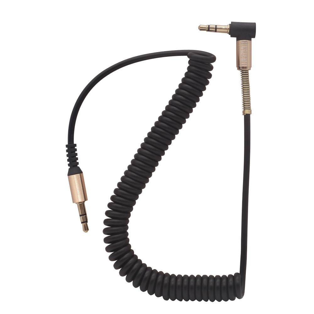 1.5-meter elbow telescopic spring AUX audio connection cable, speaker headphone car adapter cable, stereo recording cable details Picture