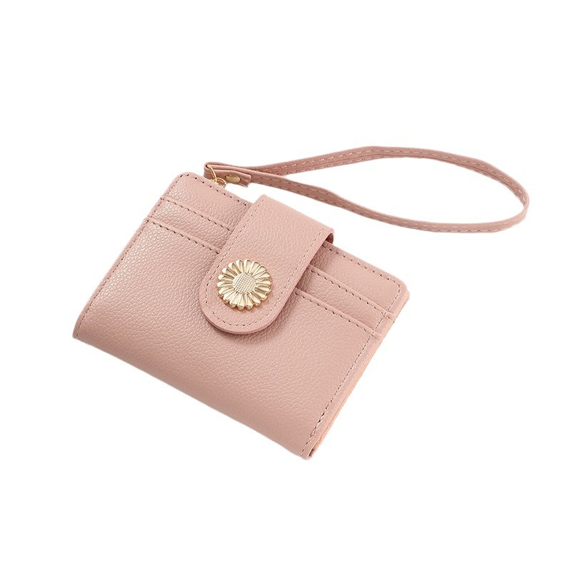 New women's wallet short solid color card case 2023 autumn/winter women's high-end zipper coin purse wholesale Item Picture