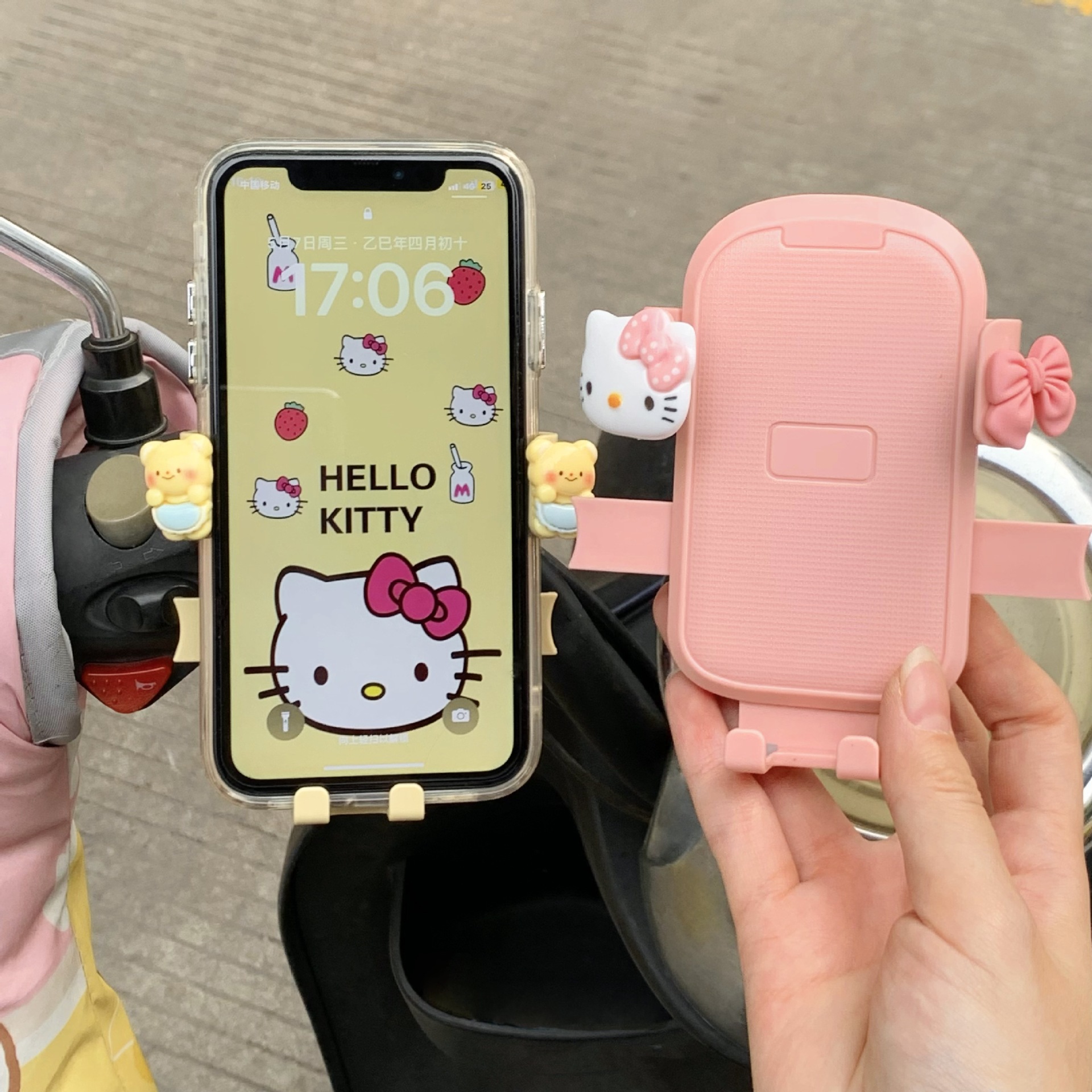 Electric bike riding mobile phone stand 2025 New Cartoon cute bicycle and motorcycle shockproof navigation fixed stand details Picture