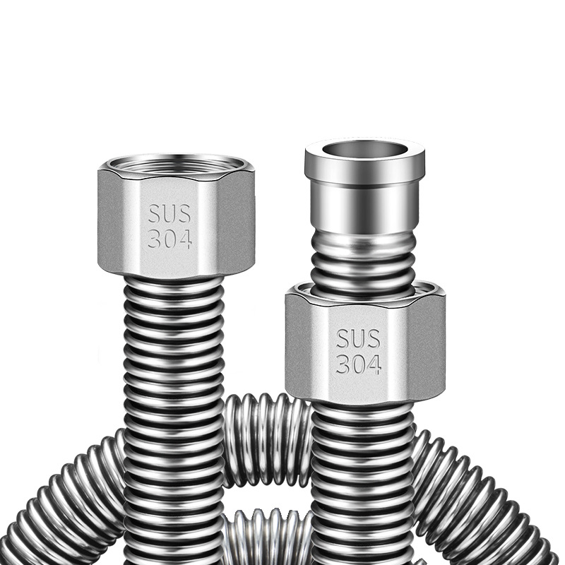 4-point thickened and encrypted 304 stainless steel corrugated pipe water heater cold and hot water inlet and outlet metal high-pressure explosion-proof flexible hose Item Picture
