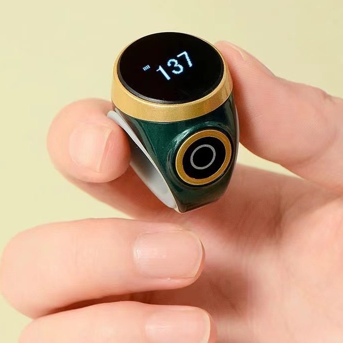 New waterproof smart ring, touch key ring counter, charging model, luminous screen digital display ring details Picture