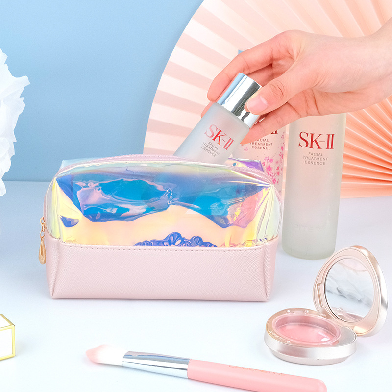 Xiaoxiang's travel laser lazy person makeup bag with a high-end feel, transparent foreign trade style, business trip set and toiletry bag Specification drawing