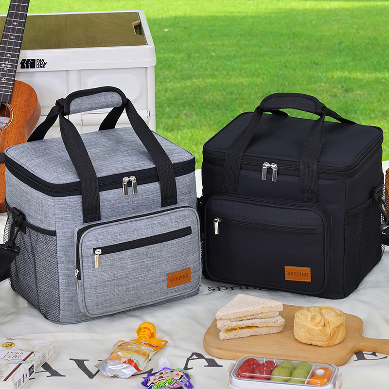 Amazon large-capacity portable lunch box bag, multi-functional thickened outdoor picnic insulated lunch box handbag Specification drawing