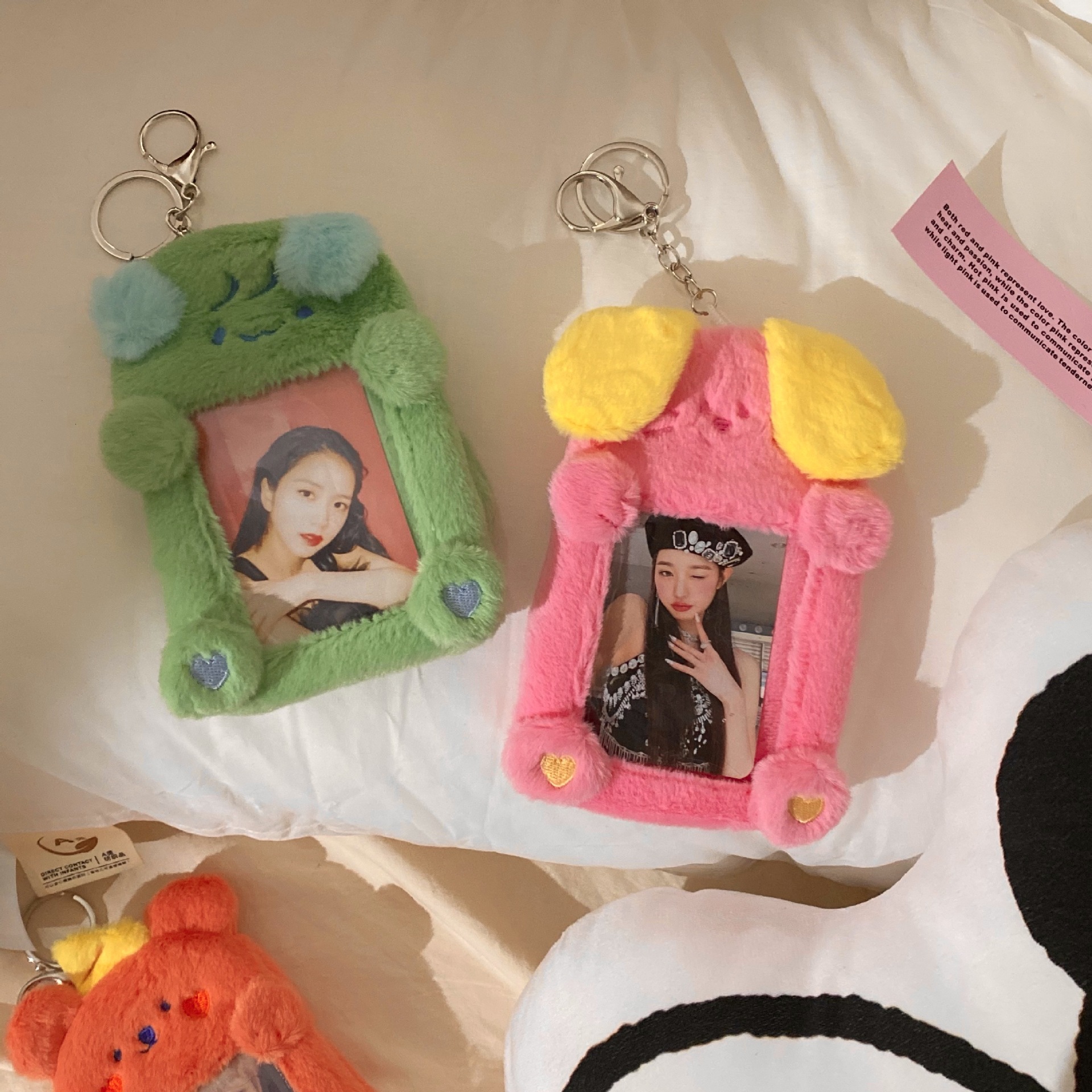 ins Korean cute plush card case, campus meal card, bus card protective case, idol album small card display pendant Item Picture