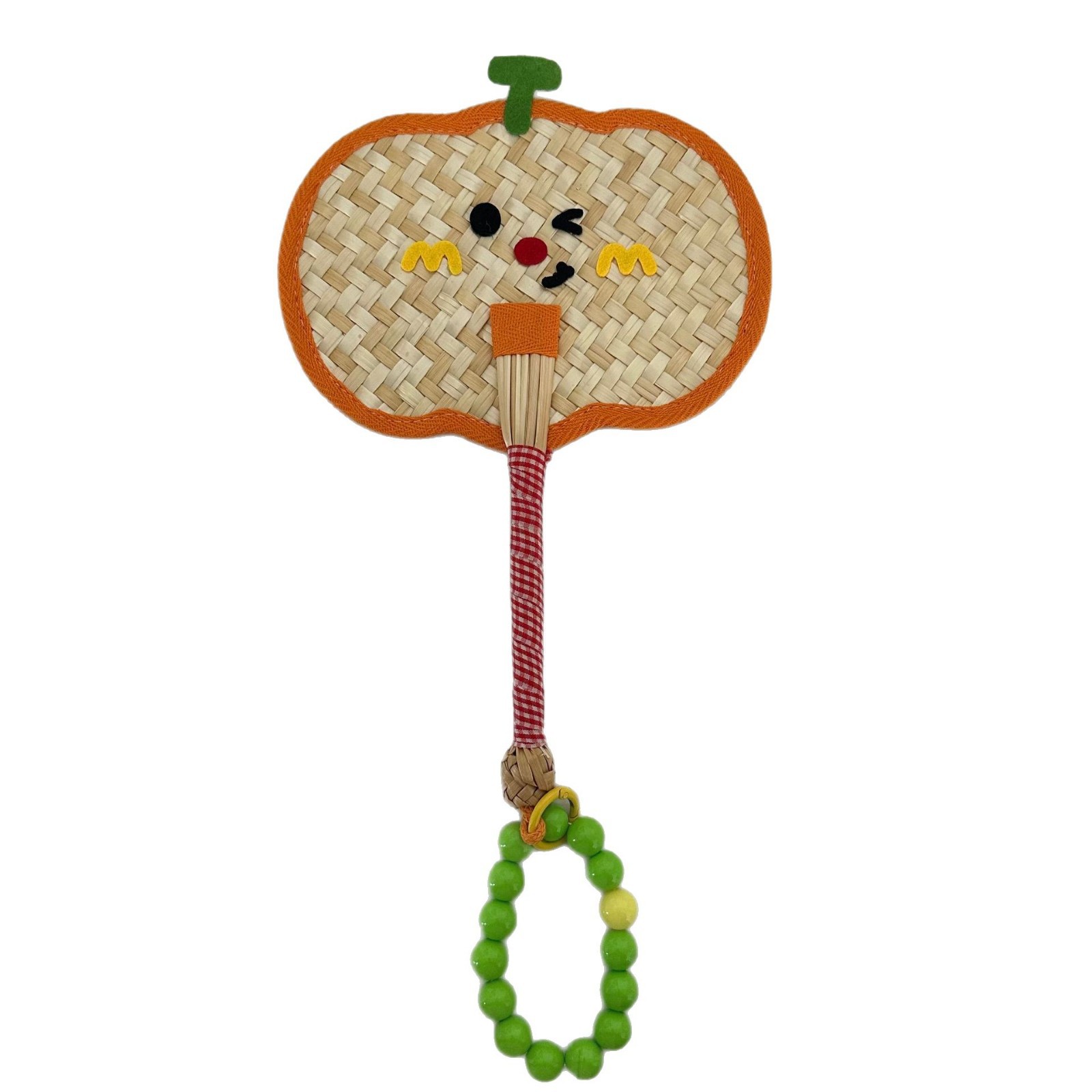Cool and colorful palm-leaf fan, hand-woven from wheat straw in the shape of animal heads, mini and cute portable handheld fan Item Picture
