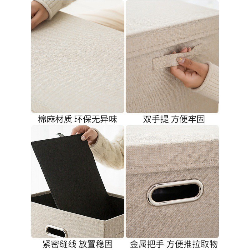 Customized metal hand-held washable cotton and linen top and bottom cover storage boxes and foldable fabric storage boxes based on provided drawings or samples Application Scenario