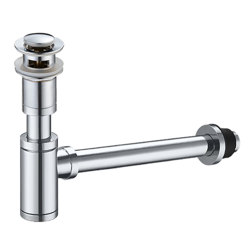 All-copper wall drain, washbasin embedded in the wall, P-bend to prevent odor return, blocked grid water separator, countertop basin, horizontal drain pipe Item Picture