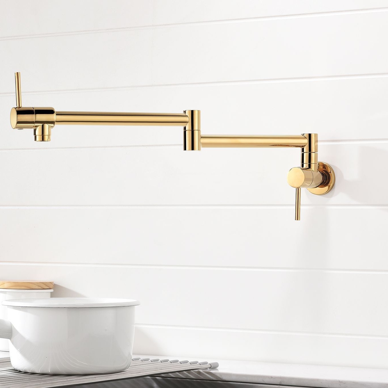 Factory direct sales of all-copper single-cooling folding kitchen sink faucet, 360-degree folding kitchen extended sink faucet Application Scenario