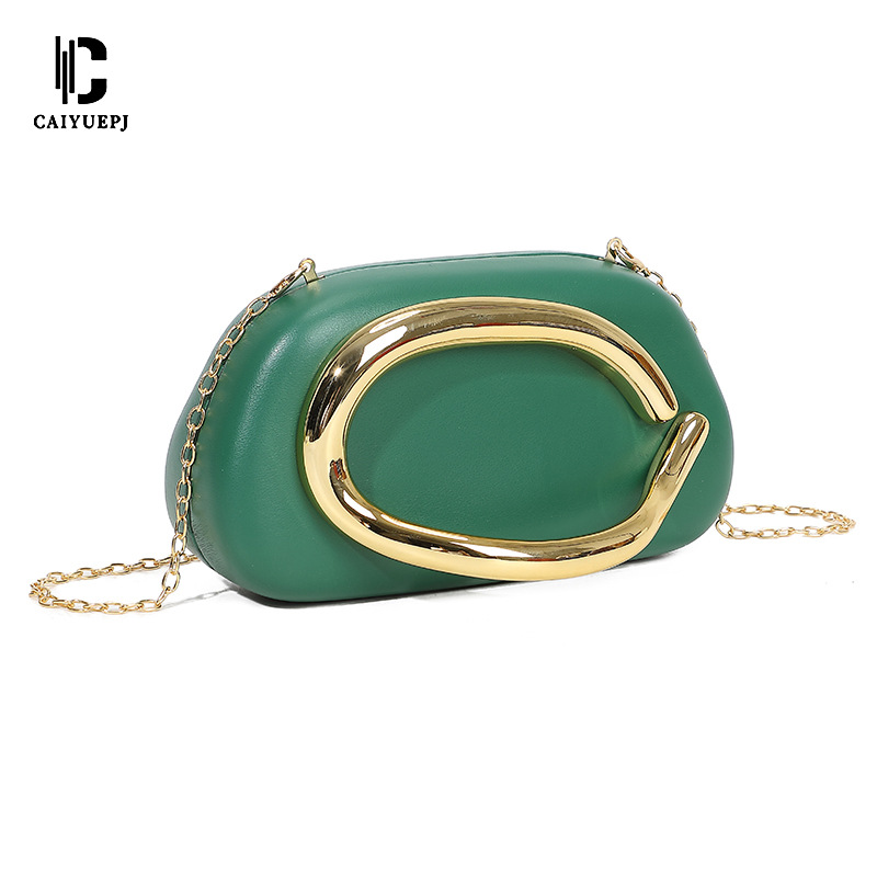 New cross-border European and American trend classic round box hand-held dinner bag, mini small bag, retro chain single-shoulder crossbody bag Item Picture