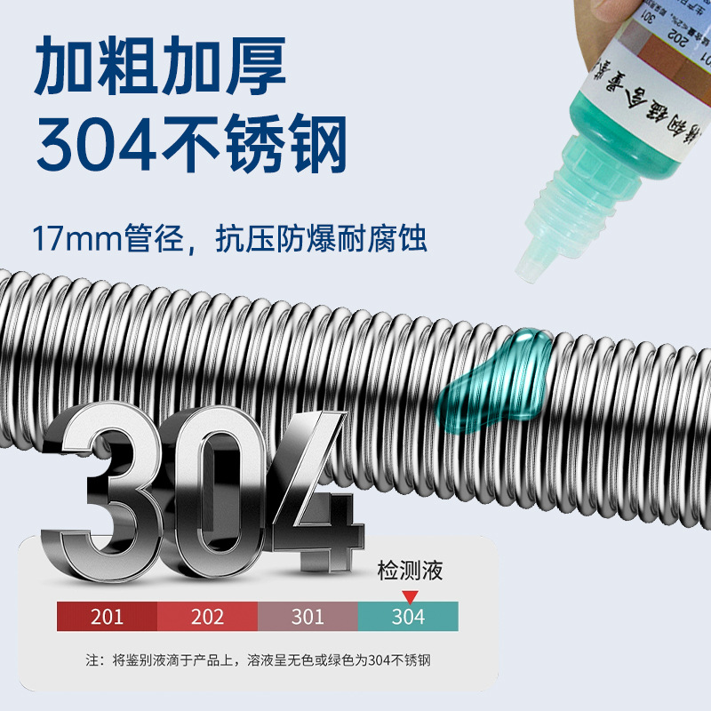 304 stainless steel corrugated pipe thickened by 4 mm, explosion-proof metal hose for water heater cold and hot large flow toilet inlet pipe Specification drawing
