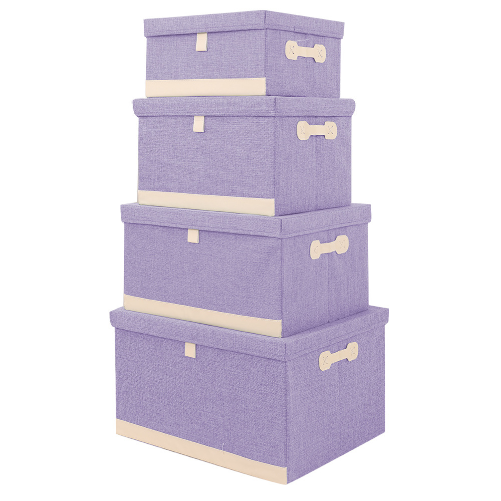 Cross-border foreign trade storage box, solid-color cotton and linen foldable wardrobe, clothes storage box, toy top and bottom cover storage box Application Scenario