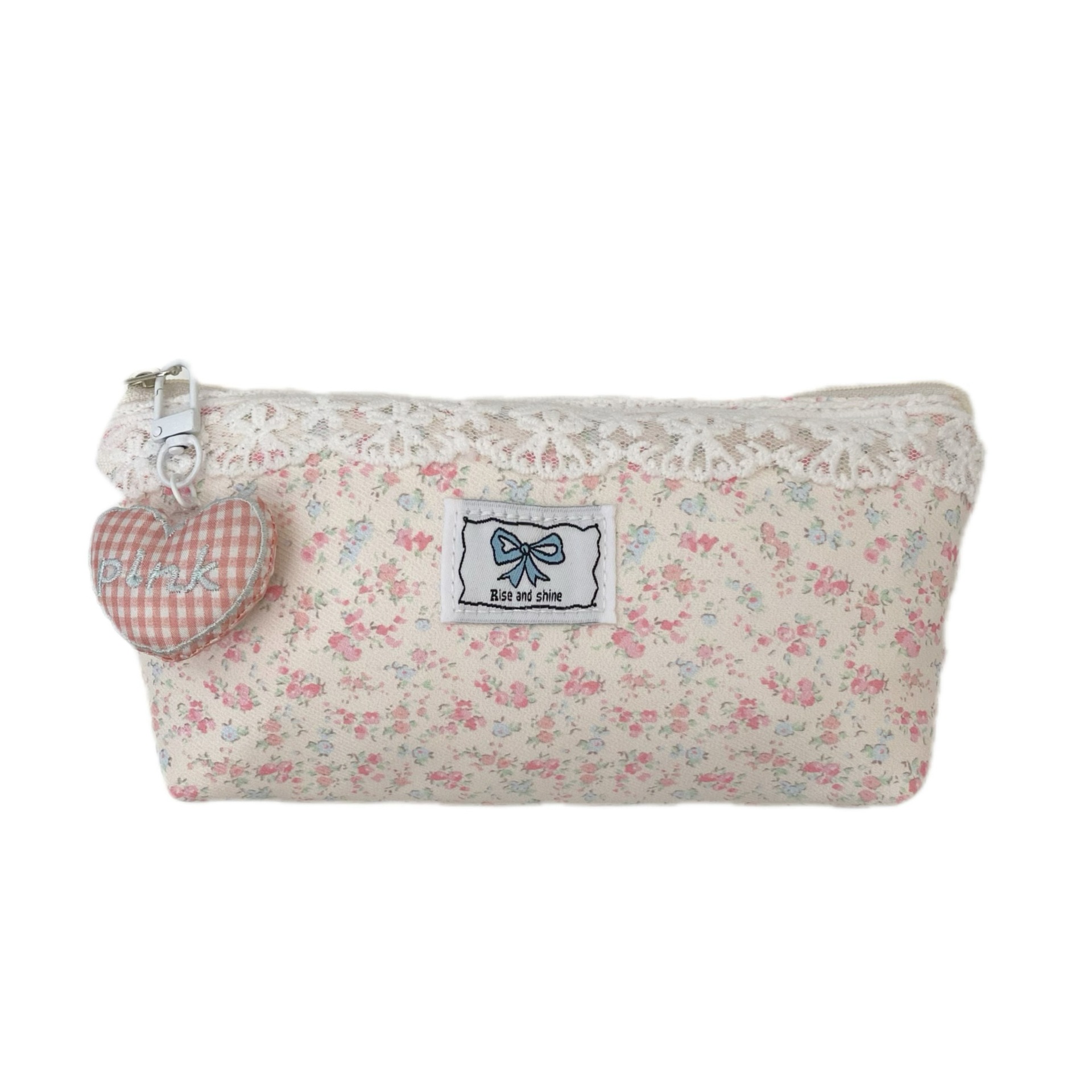 Lace floral pen case, high school girls' appearance level, ins style, large-capacity student portable stationery box, school supplies storage bag Item Picture