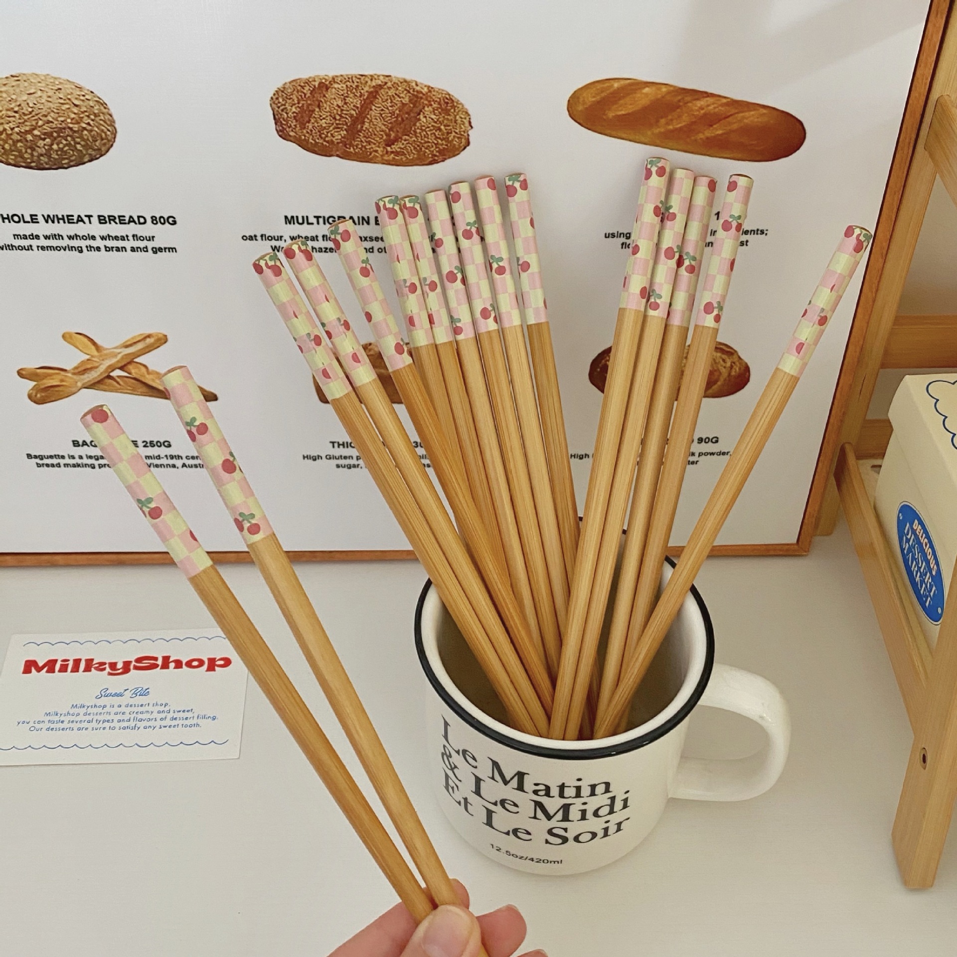 New InS-style Korean sugar-needle chopsticks, single-person set for home use, anti-mold and heat-resistant bamboo chopsticks, high appearance level bamboo and wood tableware details Picture