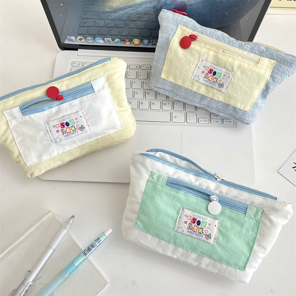 53222 Cute large-capacity multi-functional pen case, multi-layer high appearance level, niche canvas student stationery box storage bag details Picture