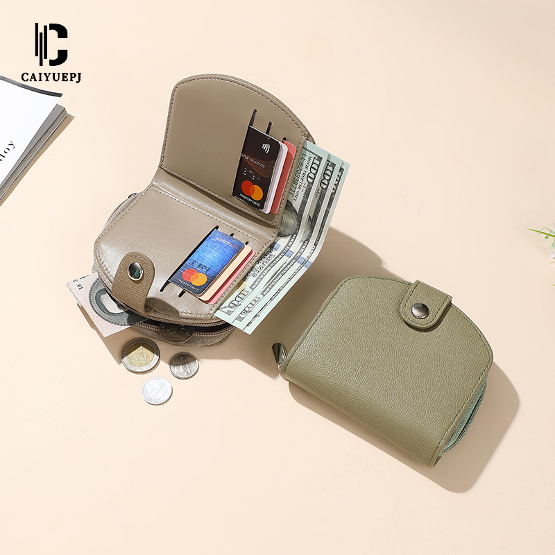Cross-border simple new high-end ladies' wallet Wallet, fashionable foreign trade multi-slot coin purse, semi-round short wallet Specification drawing