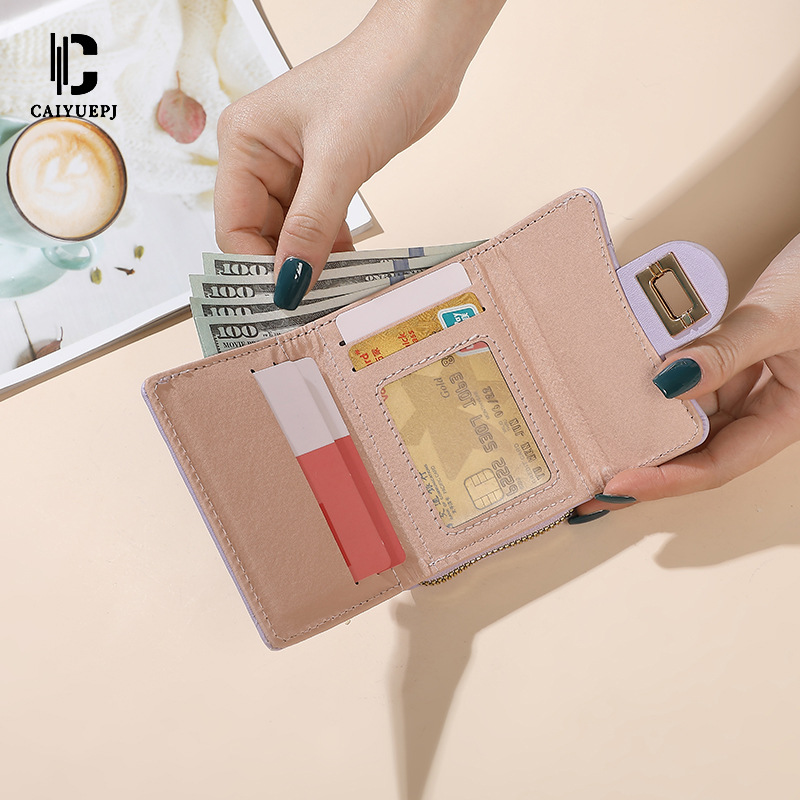 A new cross-border women's wallet with a simple diamond-shaped design and multiple slots for women. It features a large capacity and short design with embroidered thread Application Scenario