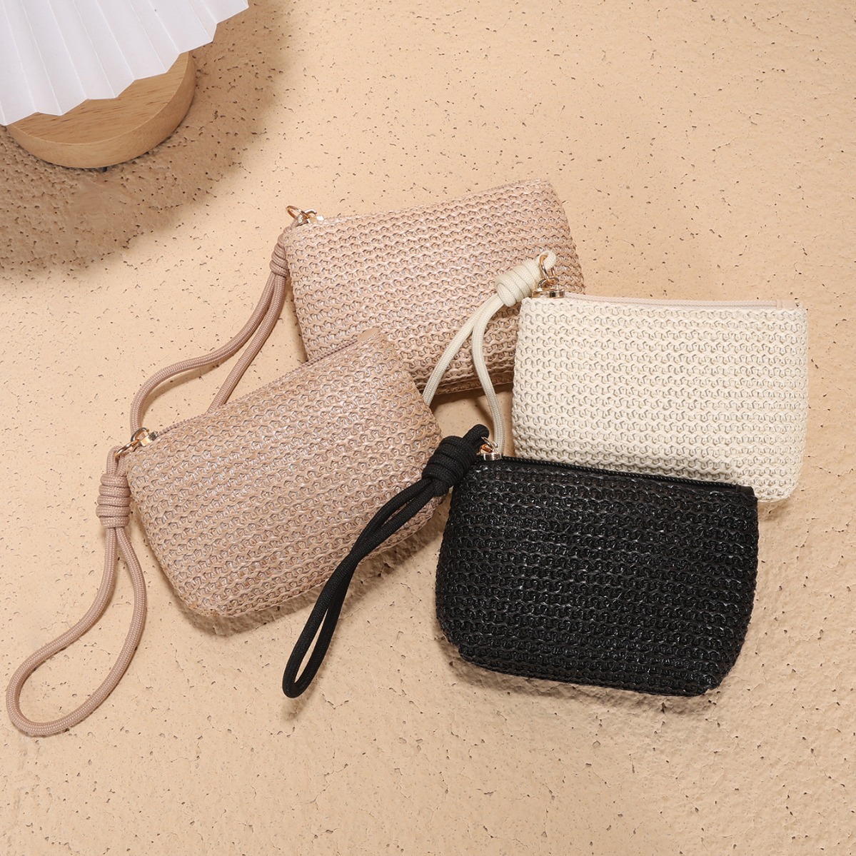 Wallet, coin purse, card case, handbag, straw-woven small bag, shoulder bag, storage bag, coin, ID card case, lady's small bag Specification drawing