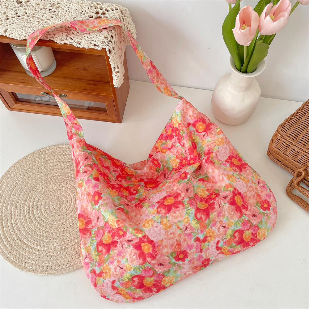 56172 Summer New Floral Print bag, romantic cloth bag, Korean-style thin shoulder bag, crossbody bag, student girls' bag Specification drawing