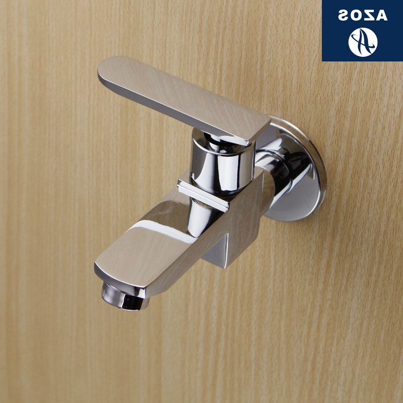 The bathroom mop, sink faucet, wall-mounted single-cooling bathroom faucet, all-copper quick-opening faucet, 4-inch faucet, black nozzle Specification drawing