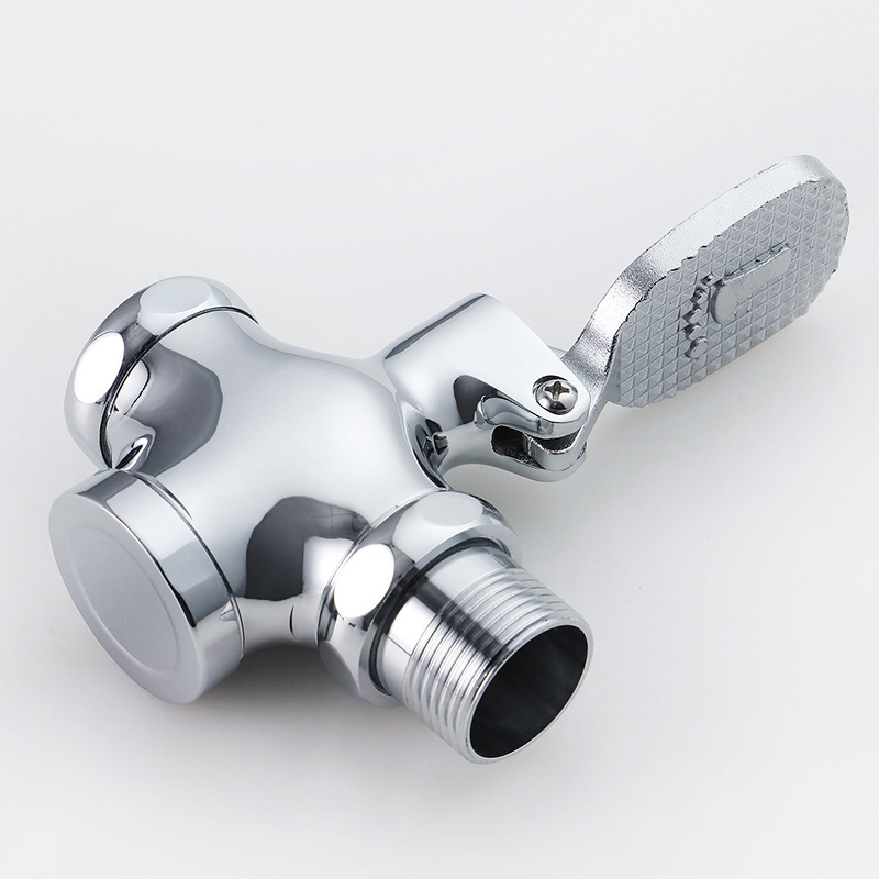 All-copper foot pedal valve, foot pedal type flushing valve for school engineering toilets, four-way foot pedal valve for public restrooms Specification drawing
