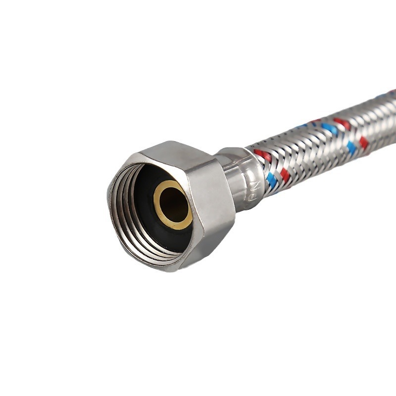 304 stainless steel metal braided pipe for hot and cold water inlet hose, 4-point high-pressure explosion-proof connecting water pipe for toilet water heater Item Picture