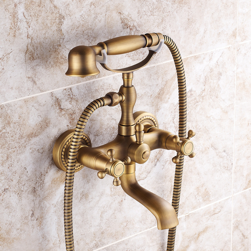 Copper antique teapot, three-piece showerhead, wall-mounted concealed bathroom, double water outlet, seven-way, new Chinese style copper showerhead Application Scenario