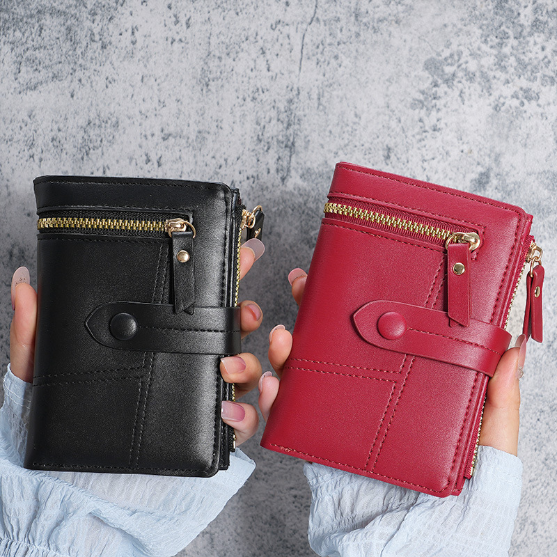 2023 New women's wallet, short PU leather zipper coin purse, 30% off. In stock for wholesale full figure