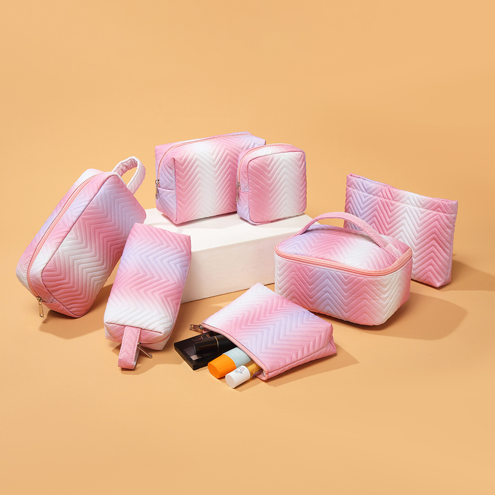 New colorful makeup bag, large capacity, cute travel portable small toiletry bag, Ins-style storage bag set for export full figure