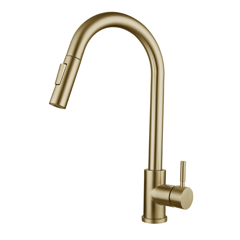 304 stainless steel pull-out faucet, hot and cold sensing kitchen telescopic faucet, gold and black brushed touch faucet Item Picture