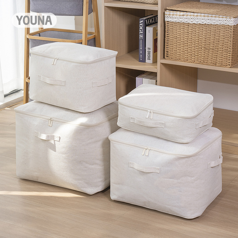 Wholesale of 2024 new Tianshan cotton and linen bone strip storage and organization bags, fabric thickened waterproof oversized clothing storage bags Application Scenario