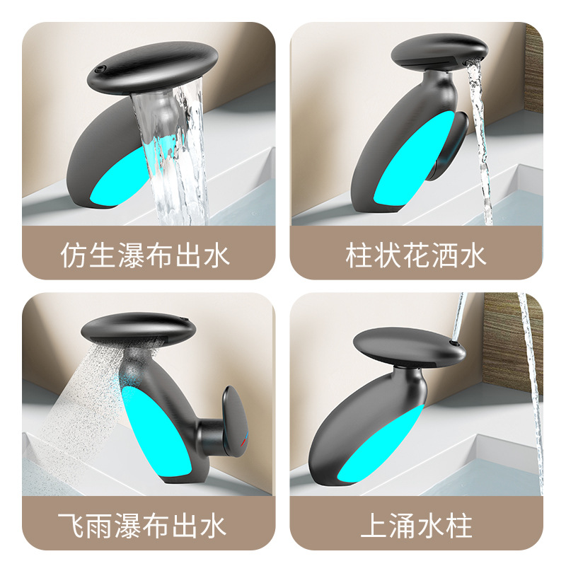 Cross-border ET popular penguin ambient light, pull-out faucet, hot and cold splash-proof hand wash, bathroom basin, toilet faucet Application Scenario