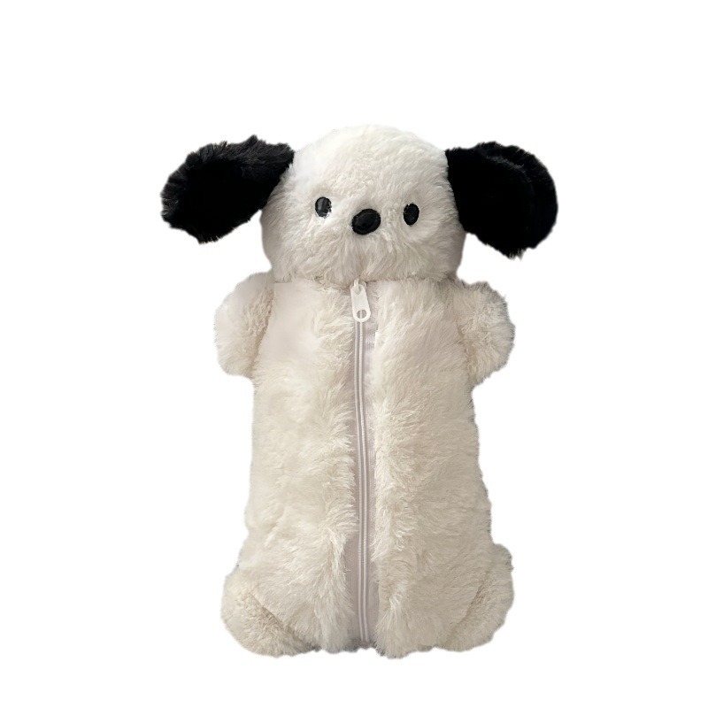 Creative cartoon puppy plush pen case, cute doll, soft and soothing doll pen case, student stationery storage bag Item Picture