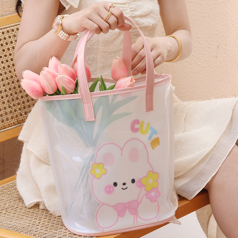 High-appearation-level travel portable swimming transparent jelly beach bag, large-capacity hand-held toiletries bag, makeup bag, beach bag Application Scenario