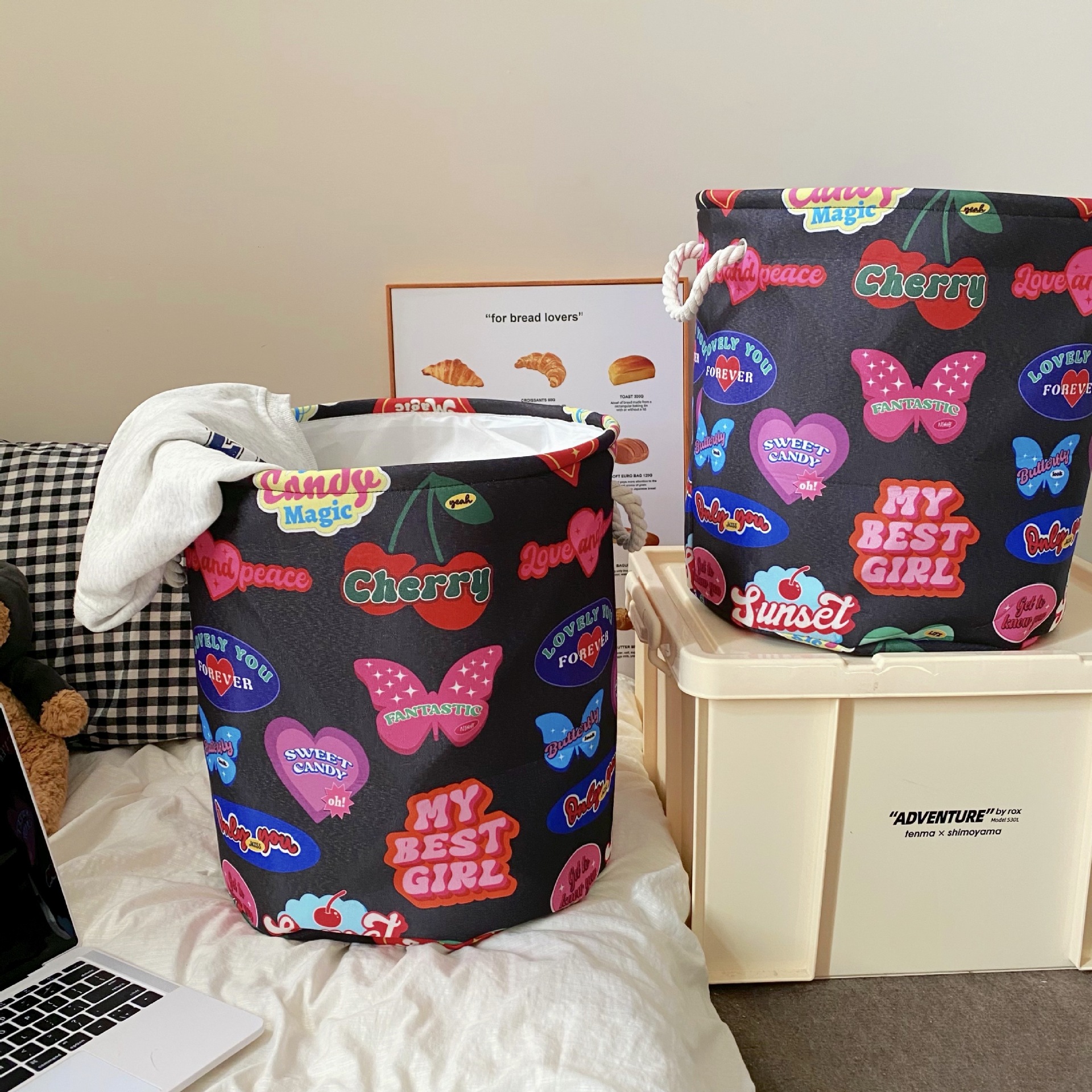2024 New original retro dirty clothes basket, dirty clothes storage basket, toy storage basket, household foldable laundry basket Specification drawing