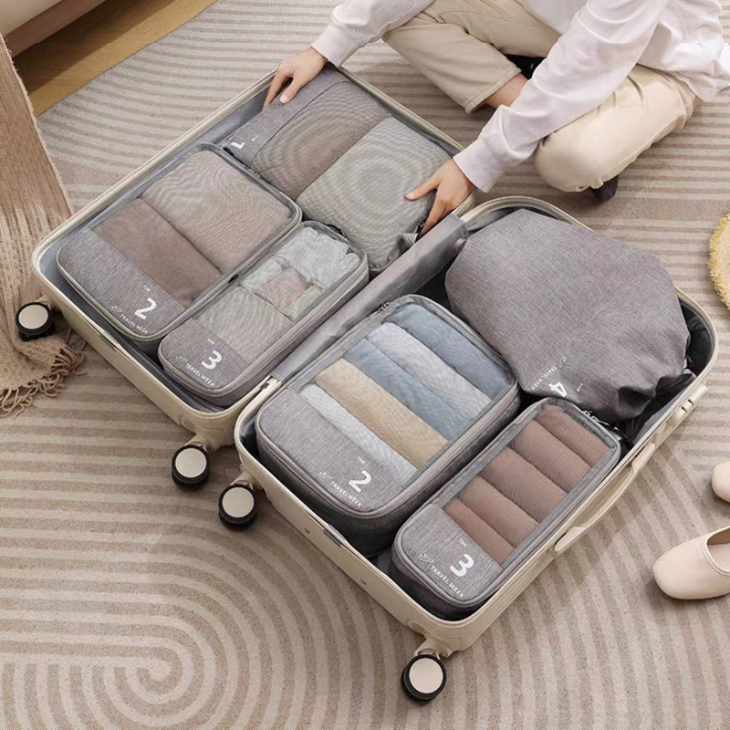 New cross-border cationic compression travel bag set, business trip luggage, toiletries, makeup and organization bag, clothing storage bag full figure