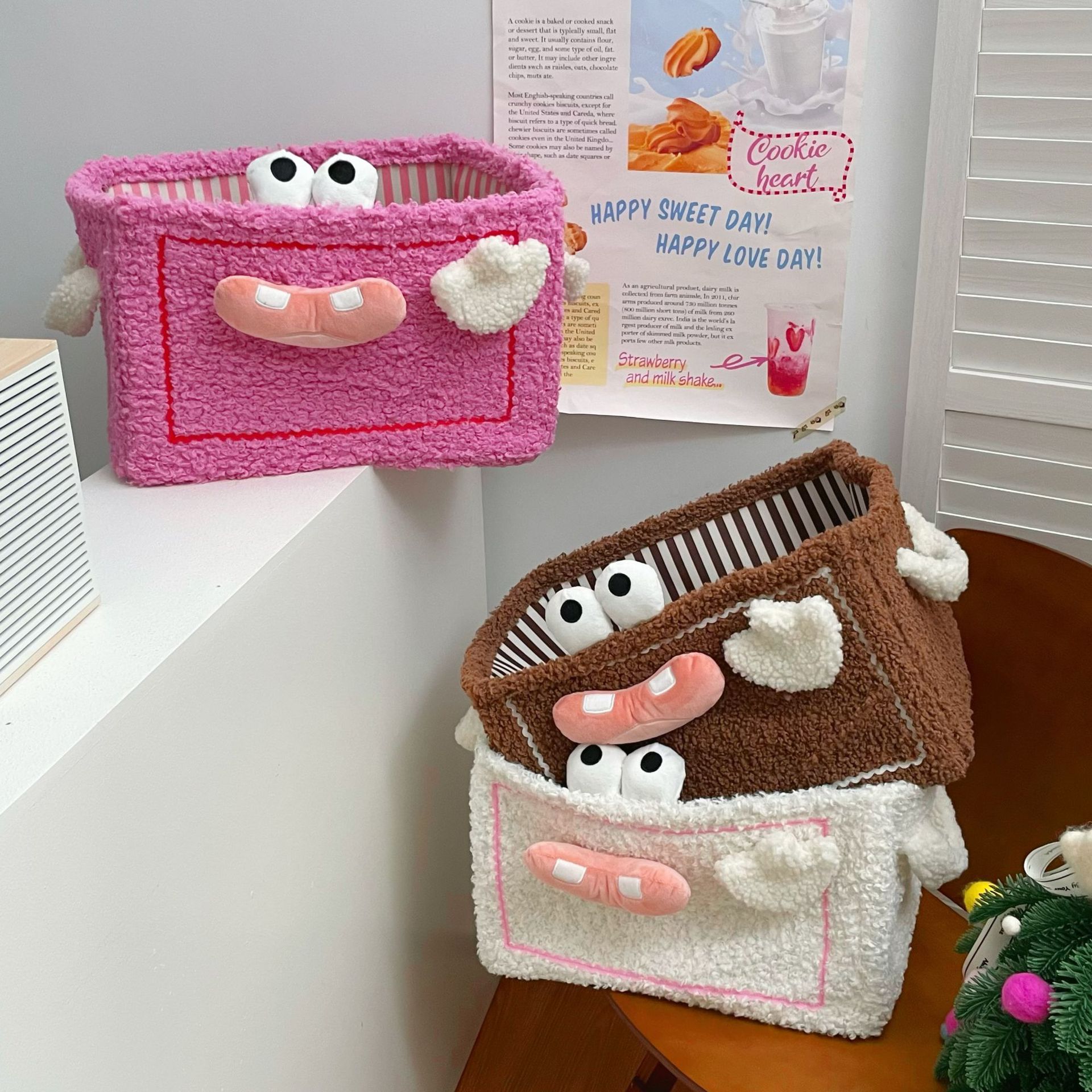 Plush biya, funny little monster storage basket, ins, high appearance level, household toys, snacks, organizing and storage basket Specification drawing
