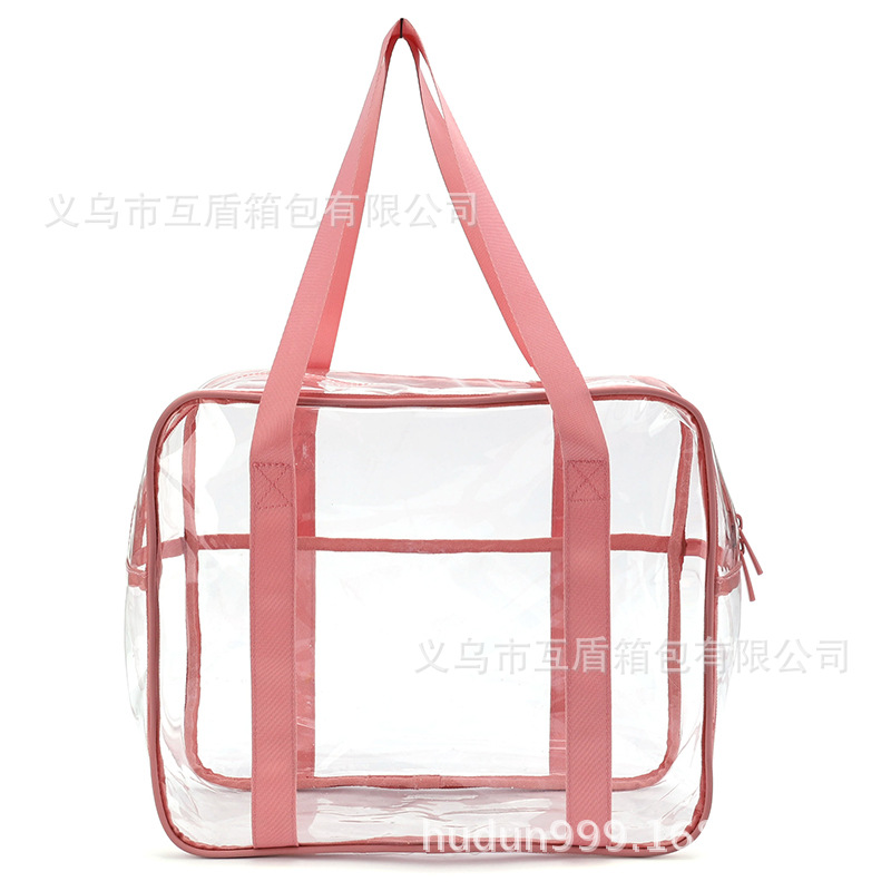 Factory direct sales transparent PVC single-shoulder bag, multi-functional toiletry bag, large-capacity hand-held storage bag, with LOGO available full figure