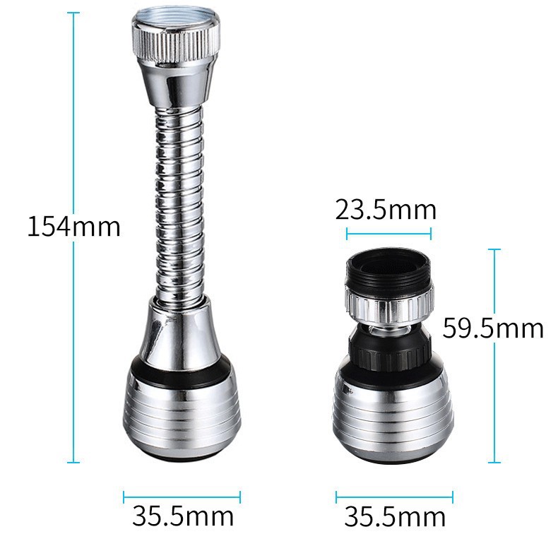 Faucet aerator filter screen nozzle 360-degree rotation extended aerator splash-proof nozzle faucet faucet nozzle joint Specification drawing