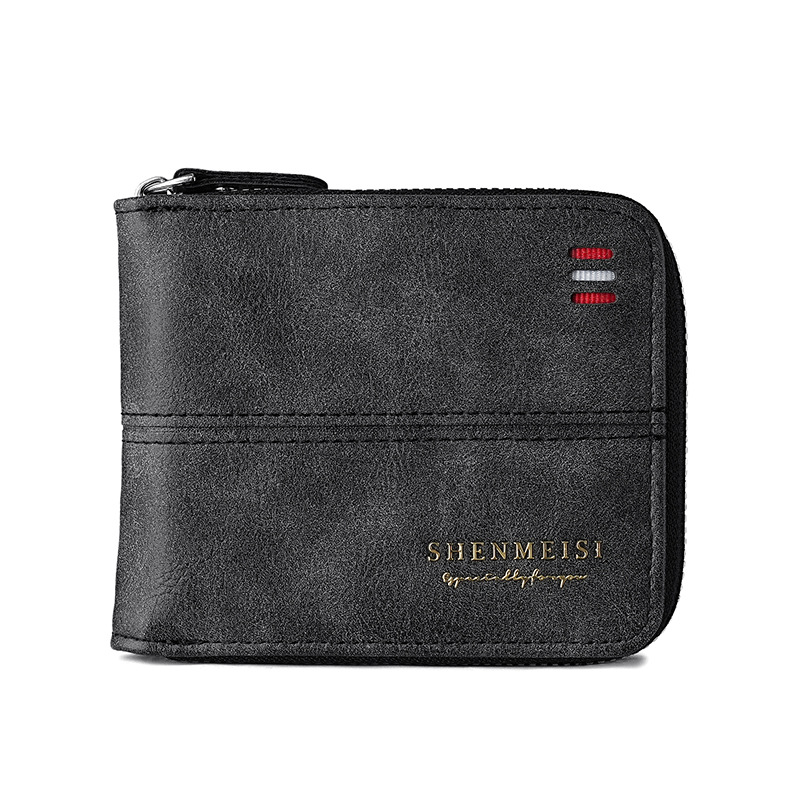 New cross-border men's wallet short style 2025 new solid color youth simple 30% discount Wallet Item Picture