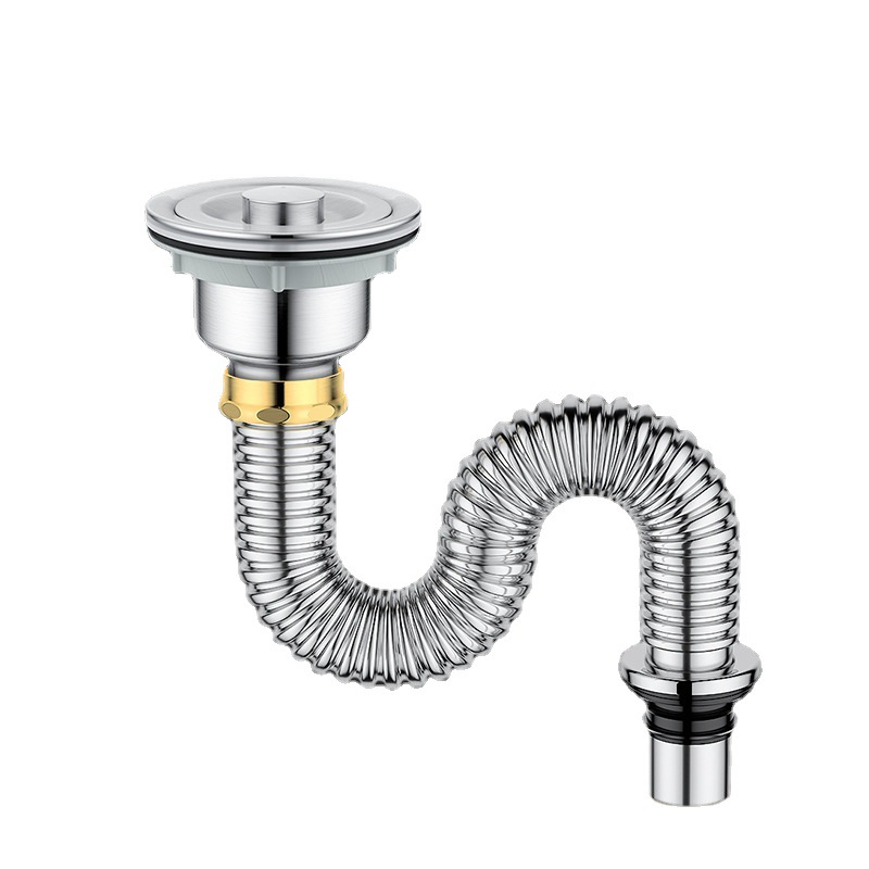 Vegetable basin drain, vegetable washing basin, stainless steel drain pipe, kitchen sink, single sink, under-sink, drainage pipe, sink, anti-odor full figure