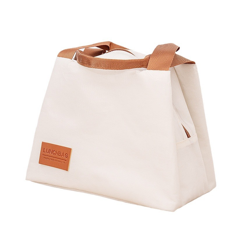 The new insulated bento bag has a high appearance level. It is a square handbag made of Oxford cloth, a portable lunch box for bringing meals to work Item Picture