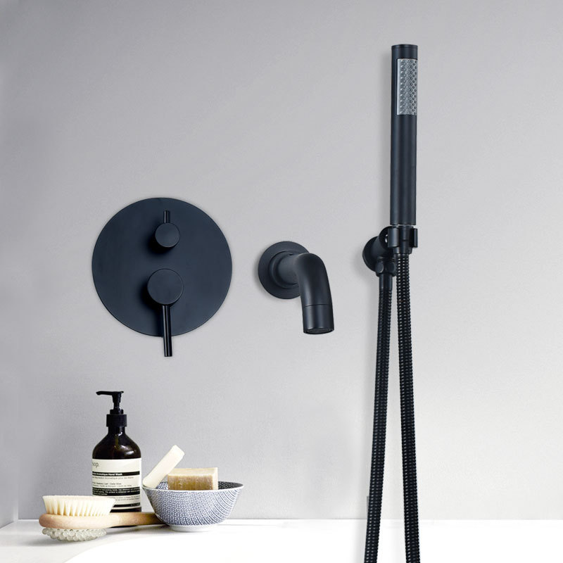 Stainless steel shower head set, concealed bathtub, side hot and cold water faucet, wall-mounted shower AL2017 Application Scenario