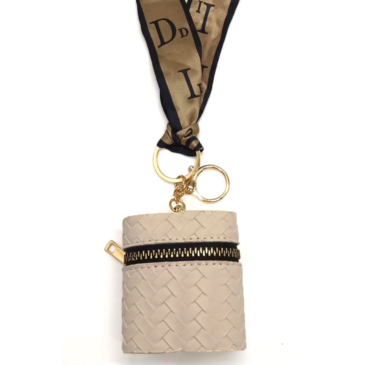2024 New leather litchi pattern coin purse keychain mini portable mouth red envelope storage wireless earphone protection Specification drawing
