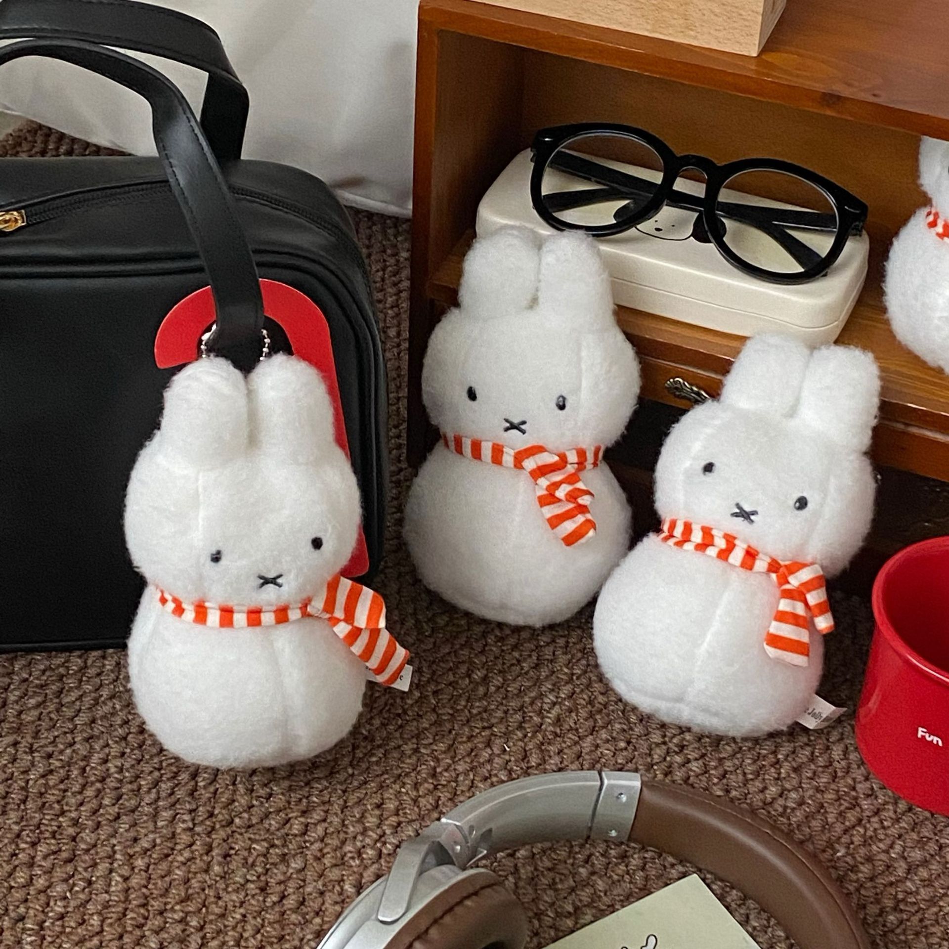 Orange scarf, Miffy Rabbit plush pendant, cartoon mini doll, doll, bag, pendant, keychain, couple gift full figure