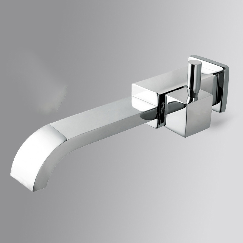 Black chrome-plated copper faucet for bathroom, wall-mounted extended single-cooling quick-opening, fashionable and simple mop sink faucet full figure
