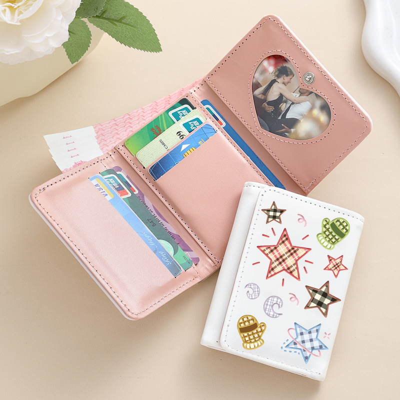 Foreign Trade Star Ins-style student love card bag for primary and secondary school wallets with multiple slots, 30% off short folding coin purse Specification drawing