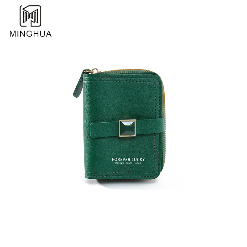 Women's short coin purse, soft leather zipper coin bag, hand-held bag, ID bag, key card bag, wallet bag Item Picture