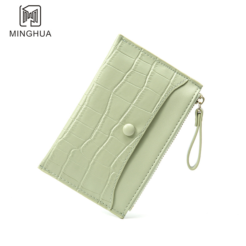 New InS-style summer coin purse, leather texture, solid color, simple and popular cross-border zipper card case wholesale Specification drawing
