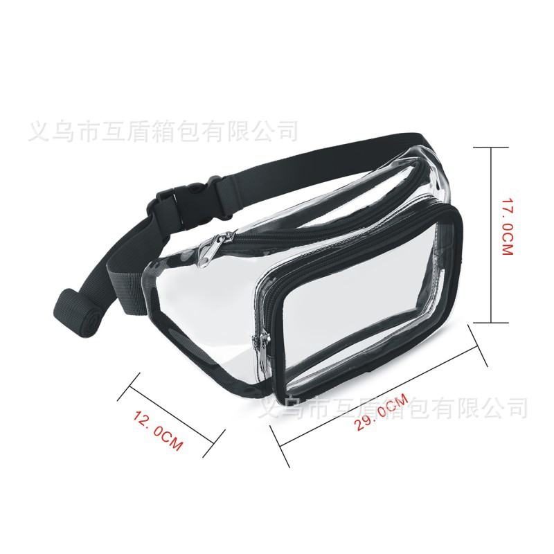 In-stock PVC transparent bag, sports running outdoor waist bag, waterproof rafting fitness travel portable storage bag, logo Specification drawing